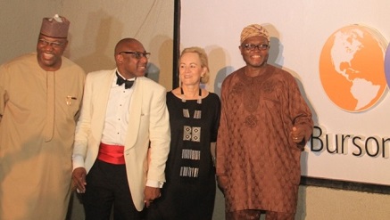 (L-r): John Momoh, chairman, Channels Incorporated and Special Guest of Honor, Yomi Badejo-Okusanya, CEO of CMC Connect Burson-Marsteller, Nigeria, Mrs. Robyn de Villiers, chairman/CEO Burson-Marsteller, Africa, and Akin Opeodu, board chairman, CMC Connect Limited, at the unveiling of the new brand identity of CMC Connect Burson-Marsteller, at the Bridge House, corporate headquarters of CMC Connect in GRA, Ikeja, Lagos.